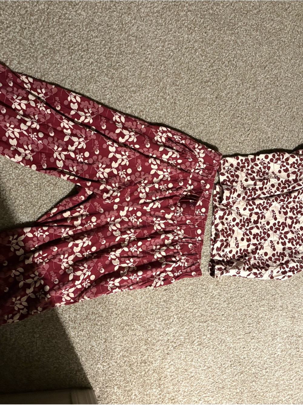 Pact Burgundy and Cream Floral Lined Top